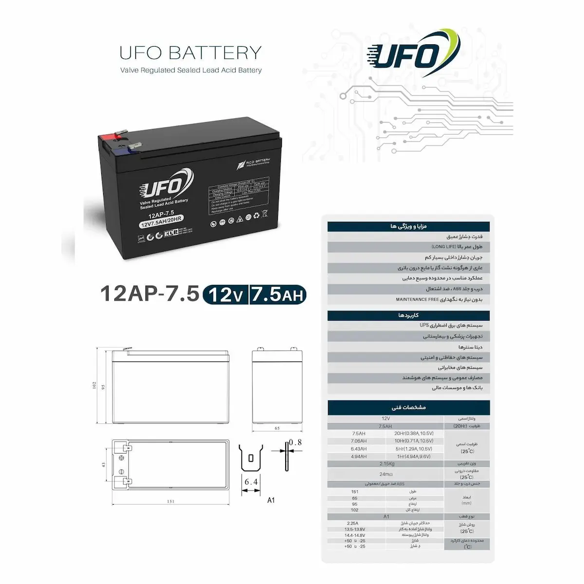 ufo 7.5 AH battery